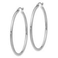 thumbnail image 2 of Real 14kt White Gold Polished 2mm Lightweight Hoop Earrings; for Adults and Teens; for Women and Men, 2 of 4