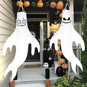 flinelife Halloween Ghost Windsocks Flag 43 Inches Jack and Sally Decorations Double Sided 2 Pieces Hanging Decorations - Flag Wind Socks for Home Yard Outdoor Decor Party Supplies