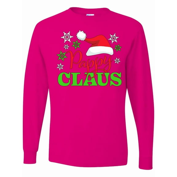 Inktastic Pappy Claus with Christmas Santa Hat and Snowflakes Long Sleeve T-Shirt
