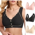 thumbnail image 2 of Umfun Women's Contrast Trim Front Button Bra - Wide Strap Full Coverage Wireless Crop Top with Scalloped Neckline for Comfortable Everyday Wear, 2 of 9