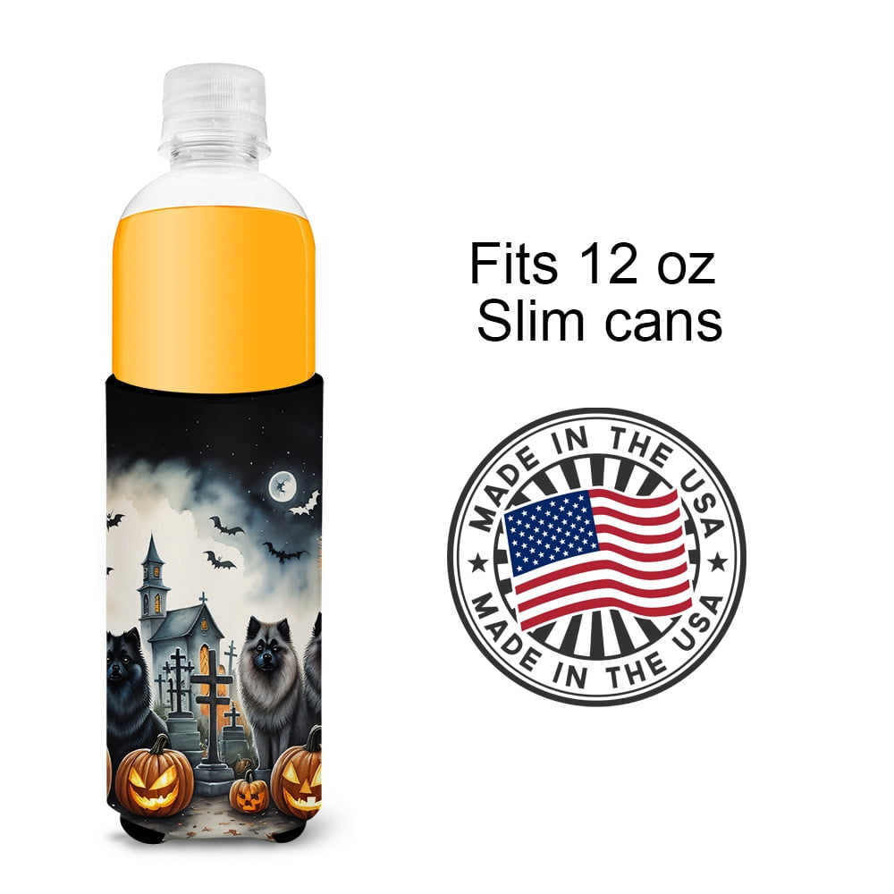 Carolines Treasures DAC2045MUK 0.25 x 6.5 x 4 in. Keeshond Spooky Halloween Hugger for Ultra Slim Cans