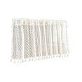 thumbnail image 2 of Bohemian Lace Tier Curtains with Tassels Semi-Sheer Polyester Cafes Curtains Kitchen Window Cabinet Decor Breathable Openwork, White, JKODE, 2 of 6
