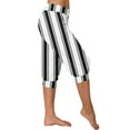 thumbnail image 2 of XuJwPNcy Womens Capri Pants Casual Summer Stripe Print Elastic Waist Capris Soft Active Stretch Cinch Bottom Pants, 2 of 6