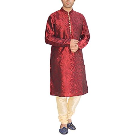 

Royal Kurta Men s Jacquard Silk Floral Kurta Pyjama Red