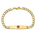 thumbnail image 4 of Primal Gold 14 Karat Yellow Gold Semi-Solid Medical Soft Diamond Shape Red Enamel Curb ID Bracelet, 4 of 4