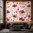 thumbnail image 6 of Watercolor Berry Baskets Scattered on White Background, Whimsical Watercolor for Nature Lovers, Rustic Harvest Home Decor, Housewarming Gift, Tapestry Wall Hanging for Bedroom and Living Room, 6 of 7