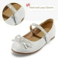 thumbnail image 6 of Kushyshoo Silver Girl's Bow Mary Jane Dress Shoes Ballet Princess Flats with Rhinestone Strap 1M, 6 of 6