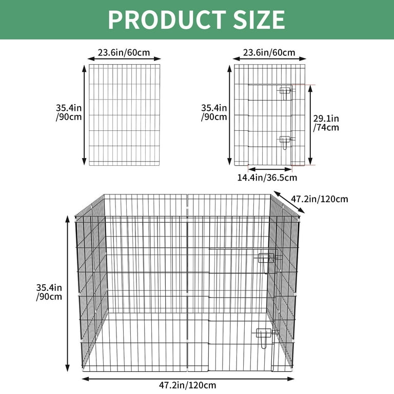 HiiKaa Puppy Playpen,8-Panels Foldable Dog Pen with Door,Indoor