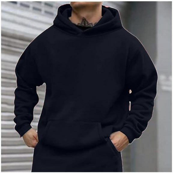 Viadha Hoodies Fall Outfits Men Casual Fashion Solid Pullover Long Sleeve Hoodie with Pocket Sweatshirts