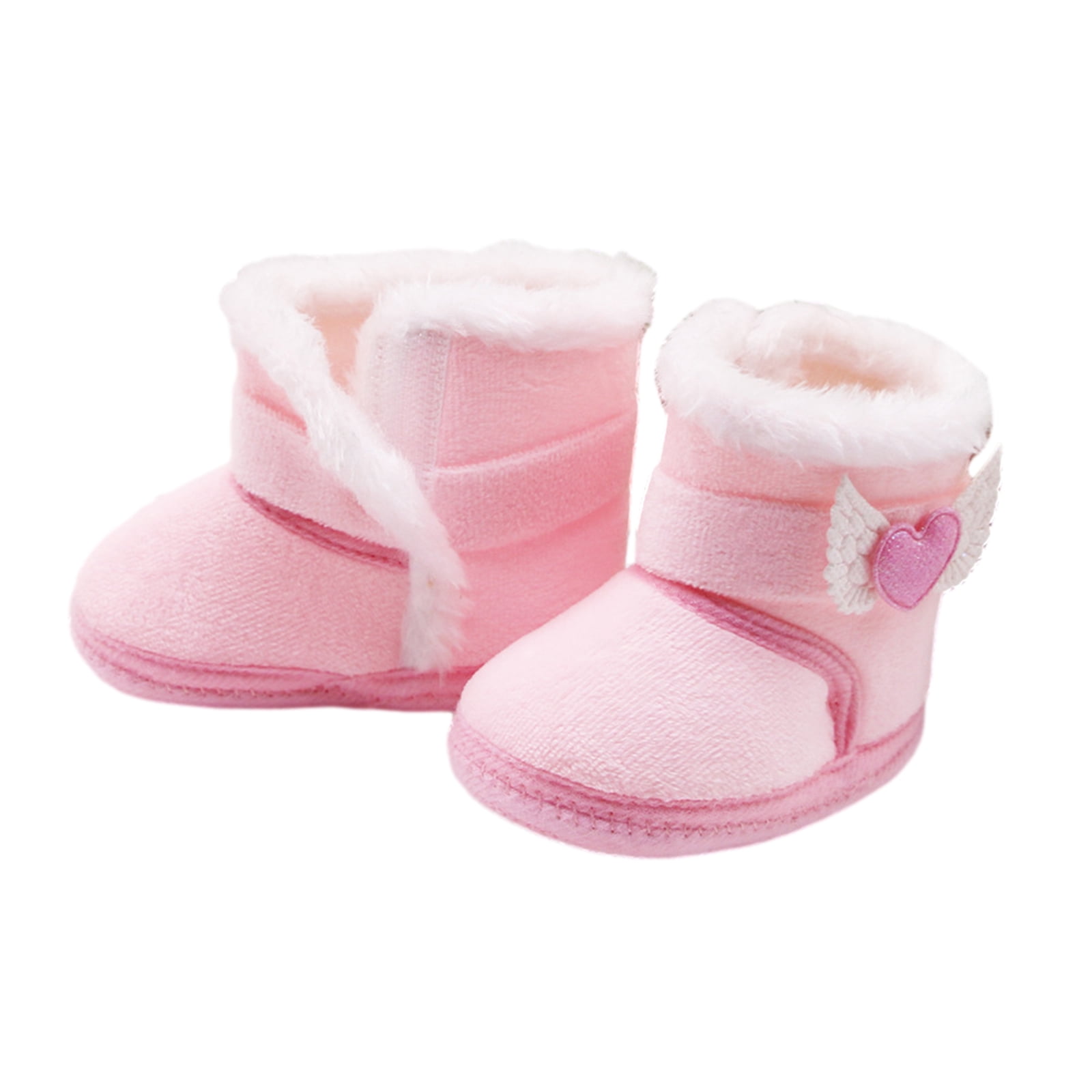 ZAXARRA Baby Girl Shoes Non-Slip Walking Soft-Soled Plush Heart Snow Boot