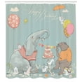 thumbnail image 3 of Kids Birthday Shower Curtain, Festive Celebration Surprise Party Theme Art with Elephant Bear and Hares, Fabric Bathroom Set with Hooks, 69W X 70L Inches, Multicolor, by Ambesonne, 3 of 3