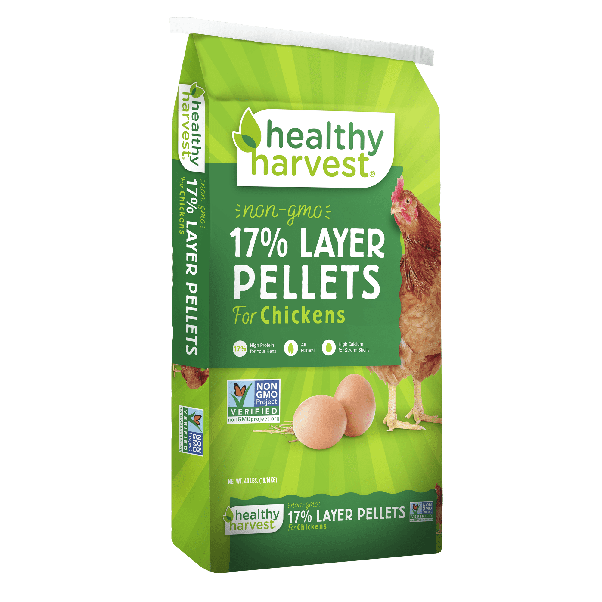 Healthy Harvest Non-GMO Natural Chicken Feed Pellets for Laying Hens, 40 lb Bag