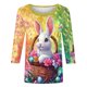 thumbnail image 4 of Tops de Cuello Redondo para las Mujeres Moda Carnaval Impreso 3/4 Manga Blusa, Imitación Suave Rack Casual Top, Uso Diario, 4 of 7