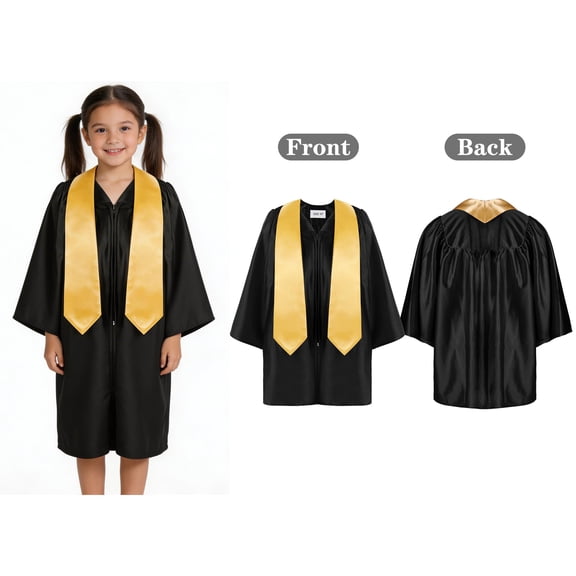 Unisex Graduation Gown Middle School Stole Black Gown Outfit Class Of 2026 10-12 Years