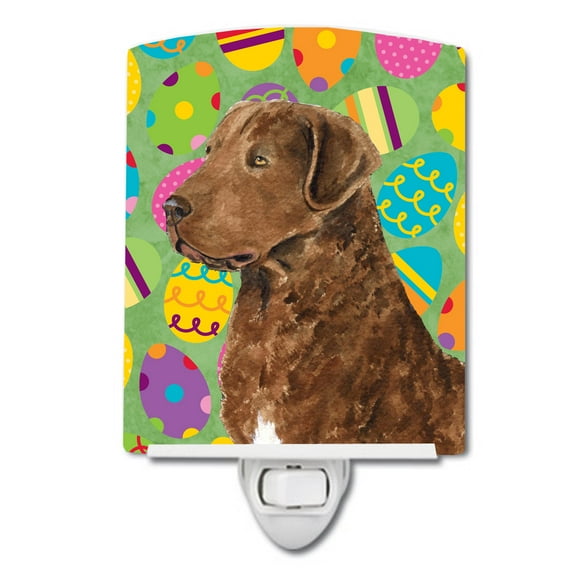 Caroline's Treasures SS4876CNL Chesapeake Bay Retriever Easter Eggtravaganza Ceramic Night Light, 6x4x3", multicolor
