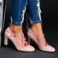 thumbnail image 5 of Brinley Co. Womens Faux Leather Two-tone Comfort-sole Vintage Round Toe Lattice Mary Jane Pumps, 5 of 6
