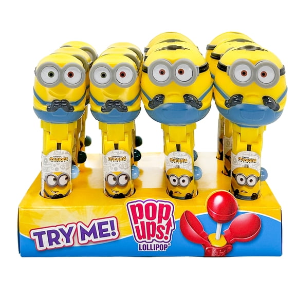 Minions Lollipop Holder Case, 12 Count, Includes Lollipops