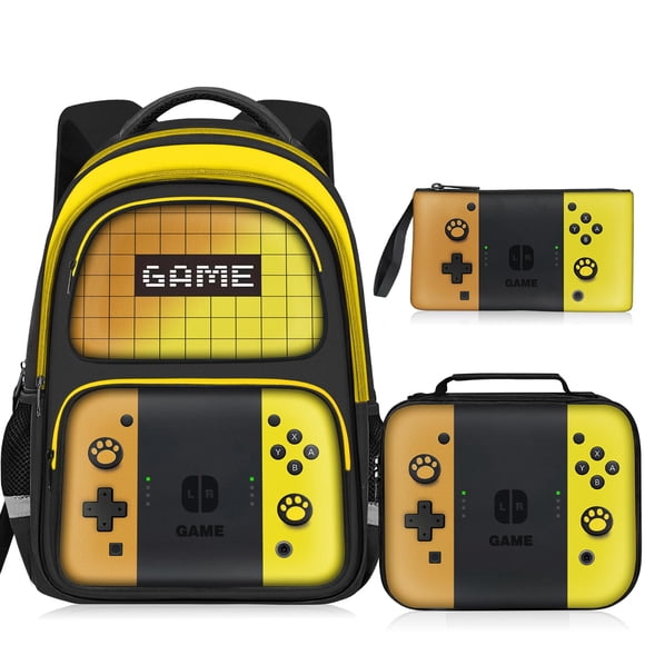 Mochila JIRAIKEI Kids Gamer Boys 17 con fiambrera y estuche para lápices