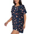 thumbnail image 3 of Womens Pajama Sets With Pocket, Autumn Leaves With Blue Lounge Sets Short Sleeve Sleepwear PJ Sets for Women, 3 of 6