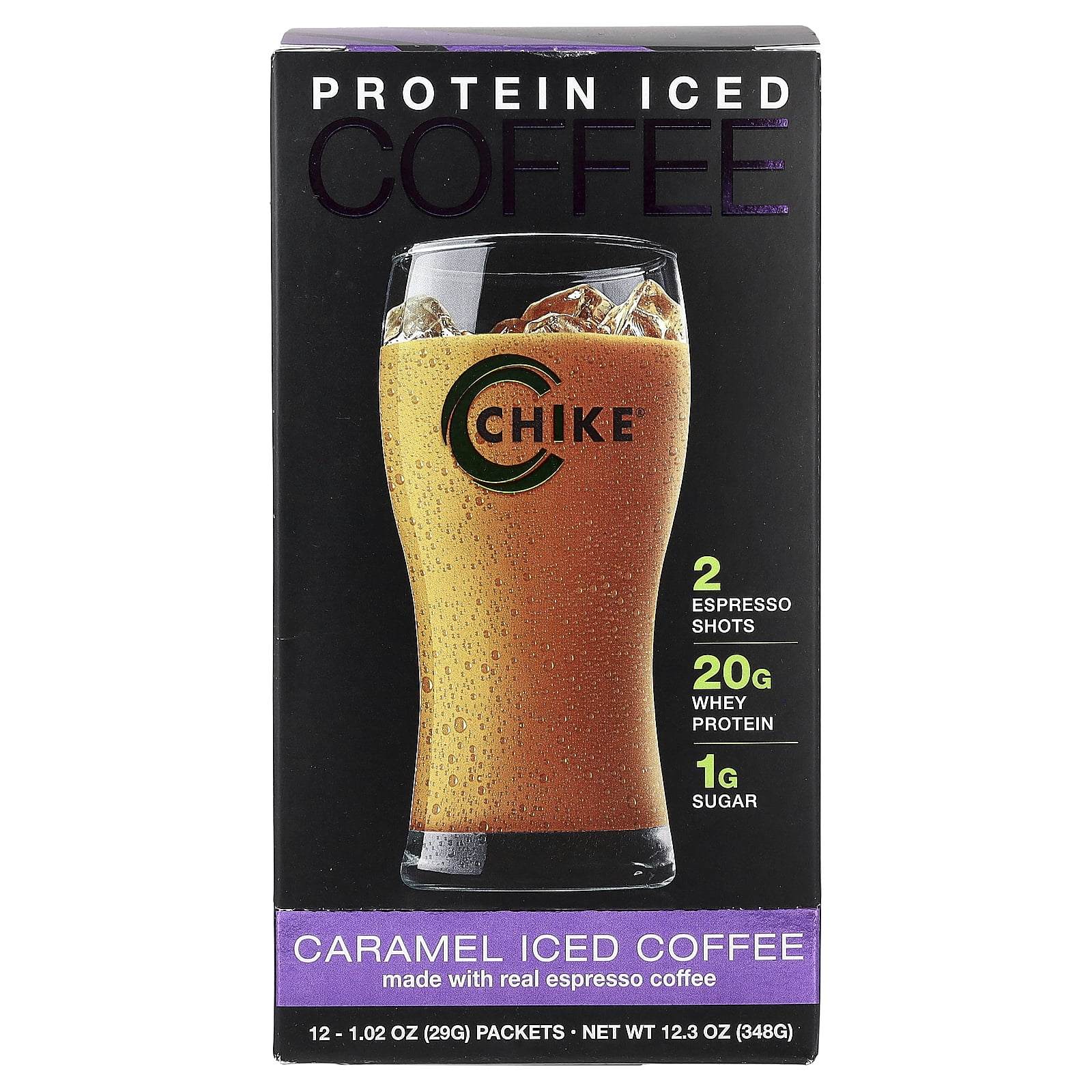 Chike Nutrition Protein Iced Coffee, Caramel, 12 Packets, 1.02 oz (29 g) Each