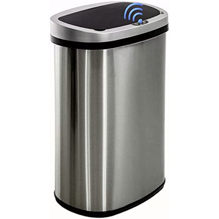 13 Gallon 50 Liter Automatic Motion Sensor Trash Can, Silver2, Stainless Steel, 85%$$Storage