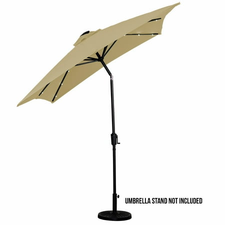 Sun Ray - 9'x7' Rectangular Solar Lighted Umbrella - Teal