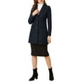 thumbnail image 3 of INSPIRE CHIC Women's Coat Solid Color Notched Lapel Single Breasted Winter Peacoat Dark Blue XS, 3 of 8