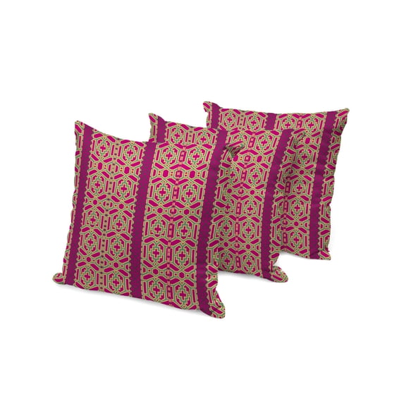 HomeRoots 535957 16 x 16 in. Pink & Green Striped Indoor & Outdoor Throw Pillow - Set of 3