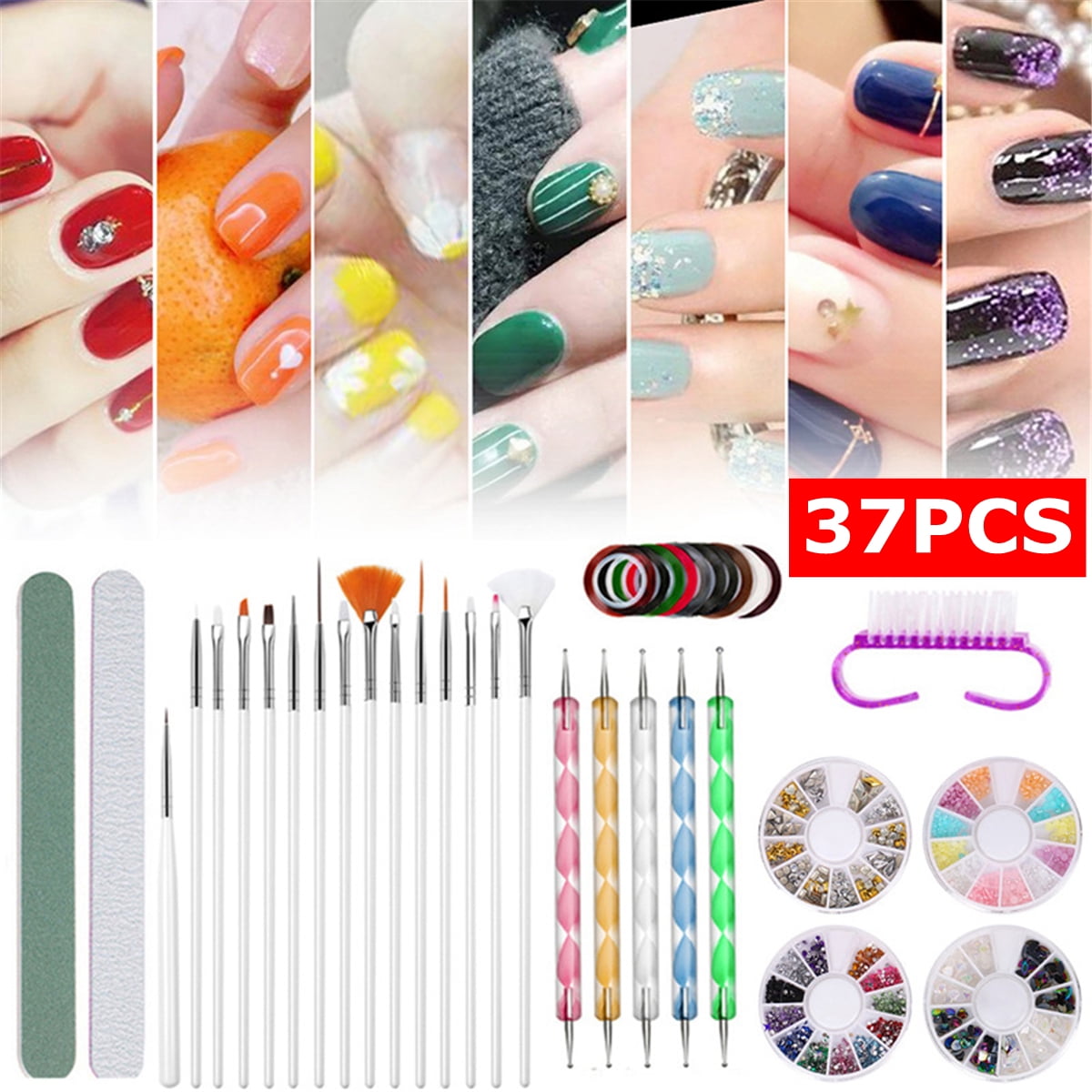 Nail Art Tools Kit 37 Pcs Nail Art Design Suppiles, 3D Nail Art Paiting