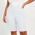 thumbnail image 4 of Zpzdpjkx Women's Plus Size Solid Bermuda Shorts with Pockets High Waist Stretch Knee‑Length Casual Yoga Hiking Shorts, 4 of 10