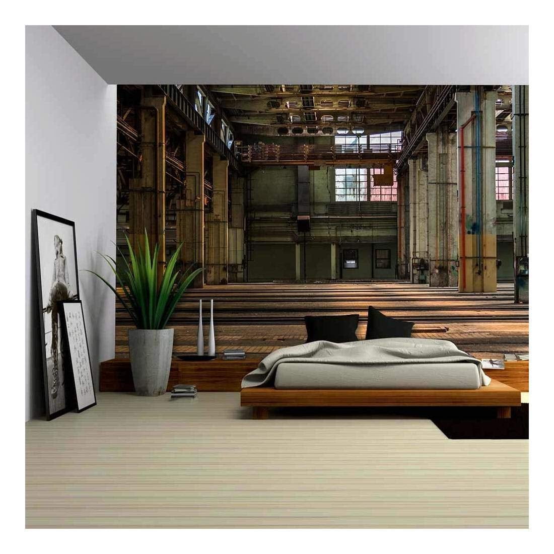 Wall26 Dark Industrial Interior of an Old Building Removable Wall