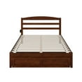thumbnail image 2 of Queen Platform Bed with Foot Drawer - Vintage Style Bed Frame, Walnut Finish, Headboard & Slats Included, 2 of 10
