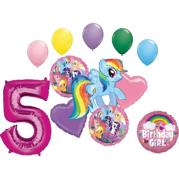 My Little Pony Rainbow Dash 5th Birthday Party Supplies 12 Piece Mylar & Latex Balloons Set Latex and Mylar Balloon Set