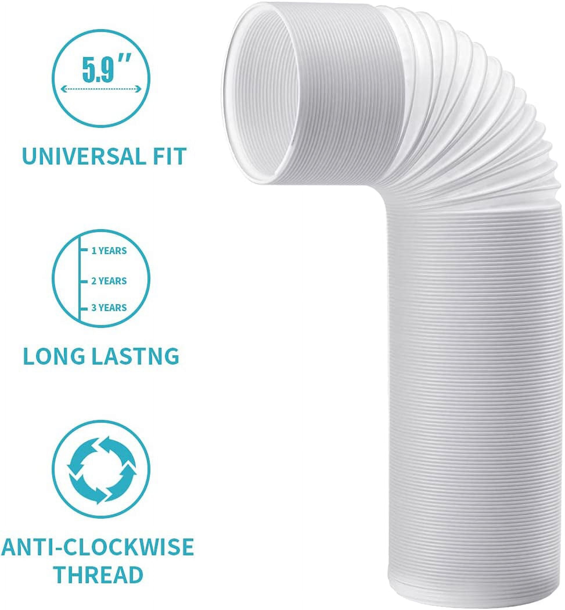 YOUHO Portable Air Conditioner Exhaust Hose - 5.9 Inch Diameter - 80" Long - Universal Flexible Anti-Clockwise Room Airconditioner AC Vent Replacement Tube - Window Kit Extension Accessories