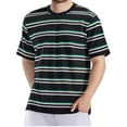 thumbnail image 2 of Antinious Men Stripe Print Short Sleeve Collared Summer Vintage Lightweight Casual Tops, 2 of 3