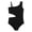 Black, variant on Girls One Piece Rainbow Gradient Side Cut-out Swimsuits Big Kid Bathing Suit with Adjustable Straps Size 16