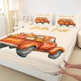 thumbnail image 3 of Homewish Autumn Botanical Pumpkin 4-Piece Full Size Sheets For Female Men Adults,Farmhouse Harvest Bed Sheets,Orange Truck Lightweight Sheet Sets,Luxury Bedroom Decor, 3 of 7