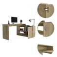 thumbnail image 5 of Depot E-Shop Boston L-Shaped Desk, Single Door Cabinet, 2 Open Shelves, 2 Interior Shelves, Light Oak, 5 of 5