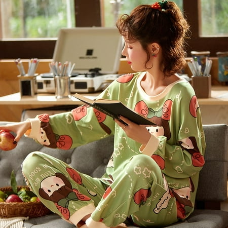 

QWZNDZGR Spring Pure Cotton Pajama Sets Women Pyjamas Cartoon Clouds Print Sleepwear Loungewear Pijama Mujer Couple Night suits Homewear