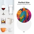 thumbnail image 6 of Honeii Vibrant Parrot Splash Art Print Leather Coaster Set of 4, Ideal for Safeguarding Your Furniture from Drinks Spills and Effortless Cleanup-Round Shape, 6 of 6