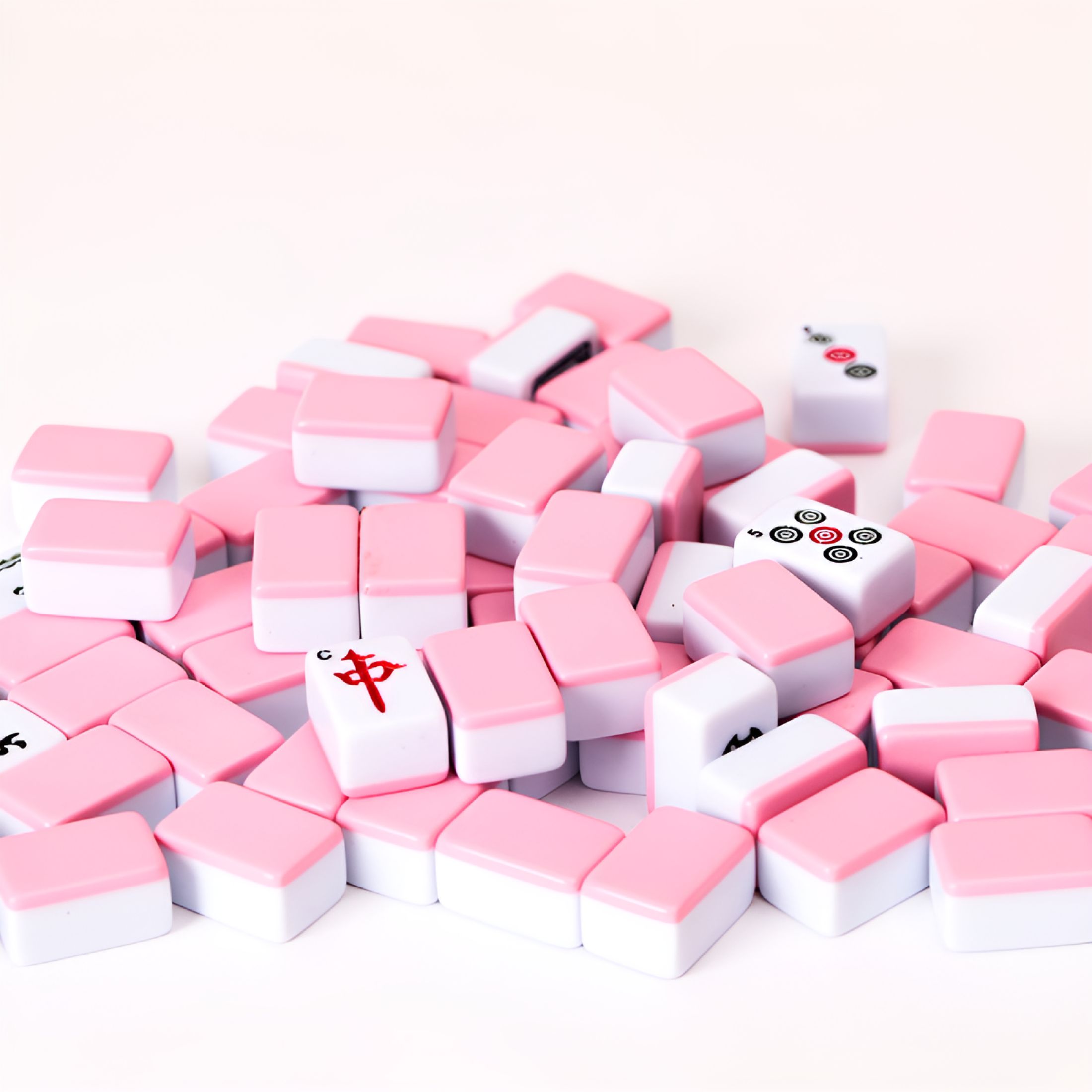 BESTSKY Mini Mahjong Set Pink PVC 1 Set Lightweight Family Gatherings Gamers