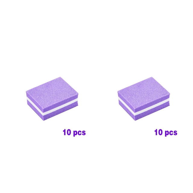Transemion 10pcs Mini Nail File Blocks Double-sided Colorful Sponge Nail Polish Sanding Buffer Strips Polishing Manicure Tools purple 2Set