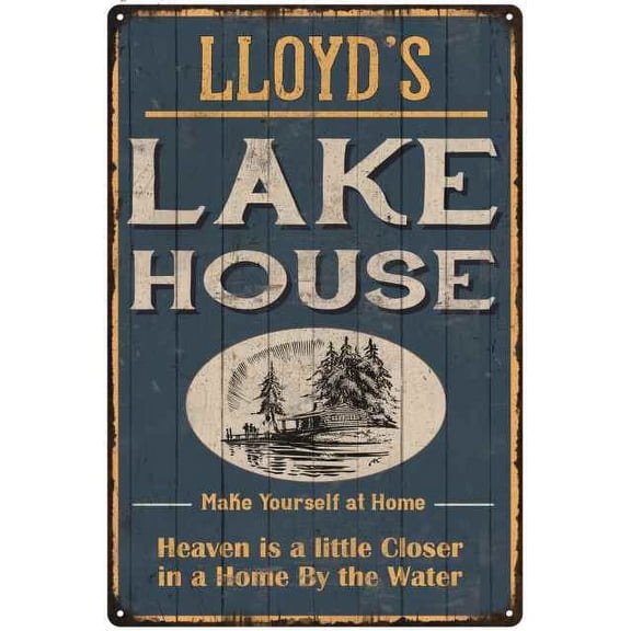 LLOYD'S Lake House Blue Cabin Home Decor 8 x 12 High Gloss Metal 208120038493