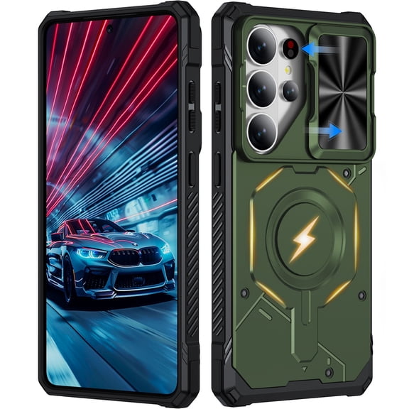 Military Grade Shockproof Case for Samsung Galaxy S26 Ultra 5G, Built-in N52 Magnetic Ring, Slide Camera Lens Cover, Rugged Heavy Duty Protective Phone Case