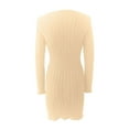 thumbnail image 3 of QIPOPIQ Robes pour Femmes pour Invité de Mariage Fête Manches Longues Hiver Couleur Unie Robe d'Été Tricotée Manches Longues Demi-Zip Col en V Offres 2023, 3 of 5