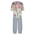 thumbnail image 5 of DailyTrove Women's Long Sleeve Floral Print Top & Pant Set - Patterned, Loose Fit, Summer & Weekend Wear,Gray, 5 of 5