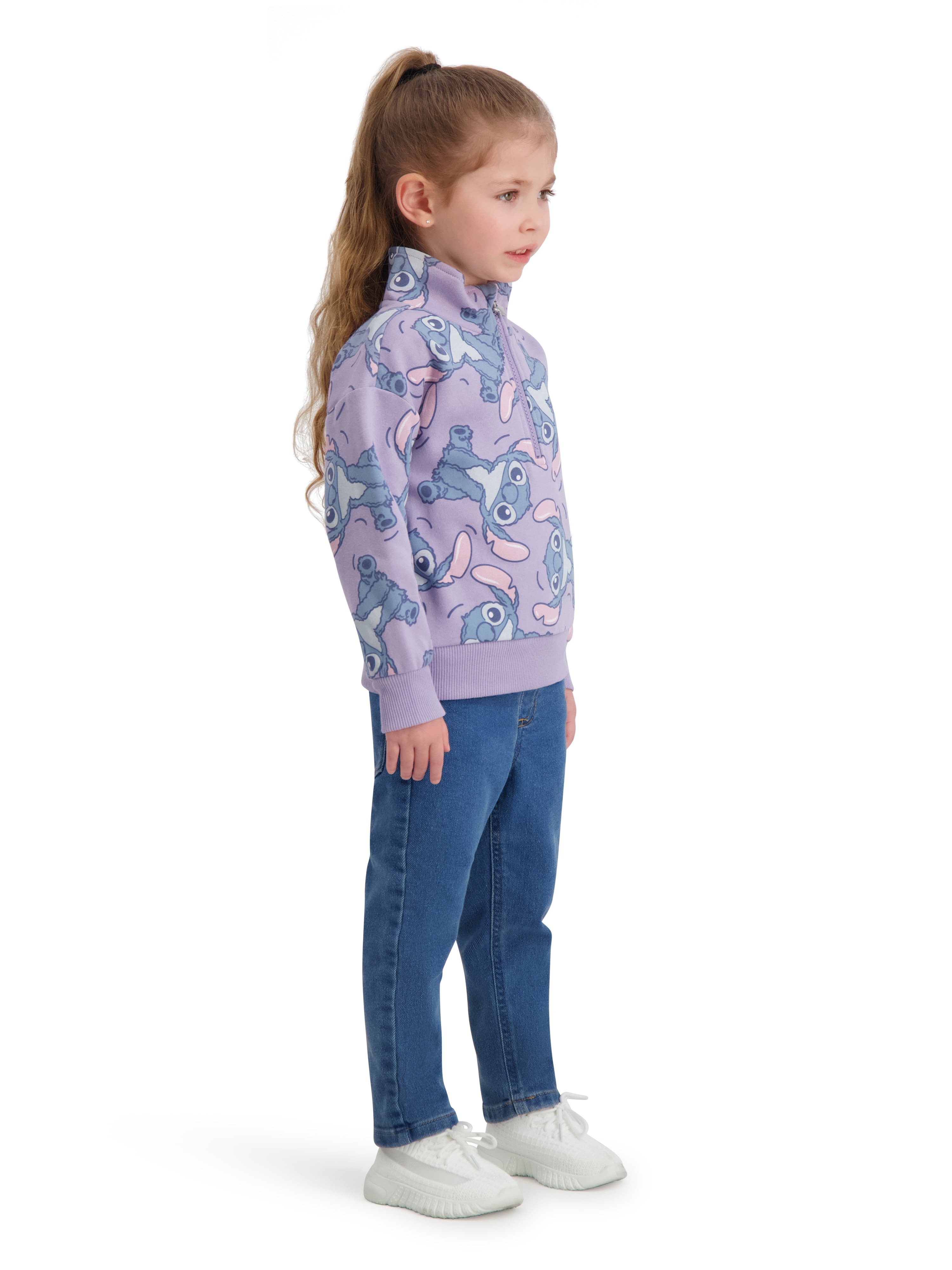 ００３YETI GIRLS Stitch Toddler Girls Quarter Zip Top, Sizes 12 Months - 5T