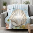 thumbnail image 2 of Coastal Shell Blanket Soft Cozy Warm Throw Blanket for Couch, Plush Fuzzy Flannel Fleece Blankets for Sofa, Summer Beach Blue Nautical Coral Bed Blankets Lightweight Gifts for Women, 40"x50", 2 of 9