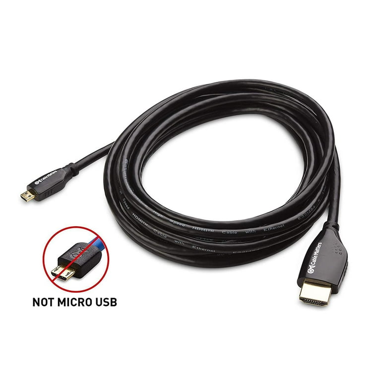 Cable Matters High Speed HDMI to Micro HDMI Cable (Micro HDMI to HDMI) 4K  Resolution Ready - 15 Feet