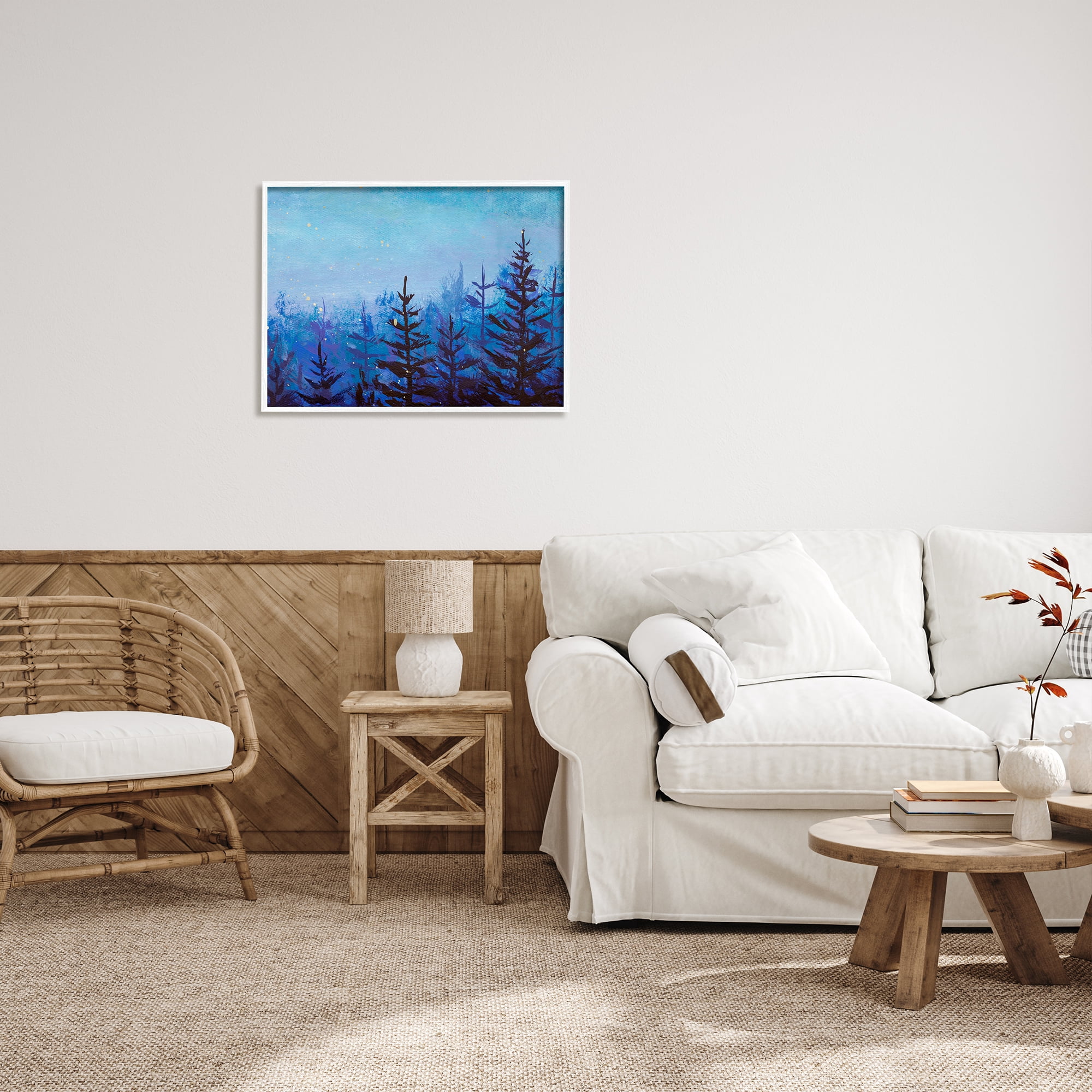 Stupell Industries Foggy Magical Forest Nature Painting White Framed Art Print Wall Art, 30 x 24